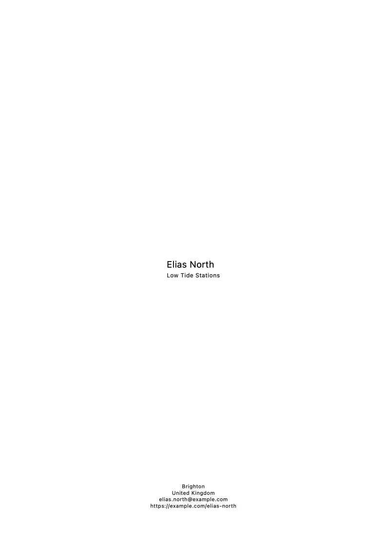 Cover page of the fictional Elias North photography portfolio PDF.